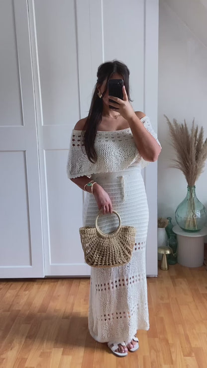 Robe maille bardot | Beige | CASSIE