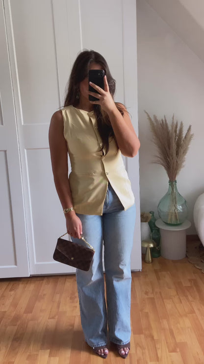 Veste sans manche bouton | Jaune | ISIL