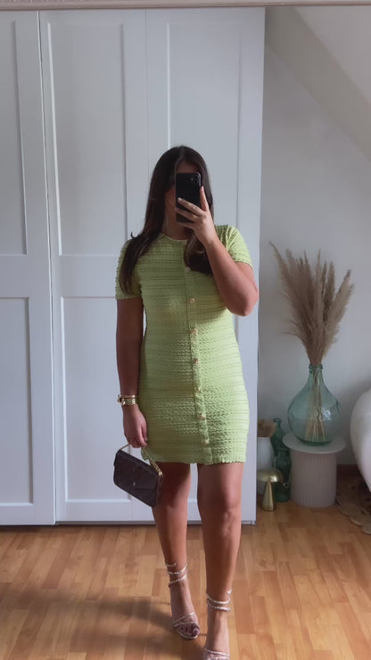 Robe courte maille boutonnée | Vert | ZÉLIA